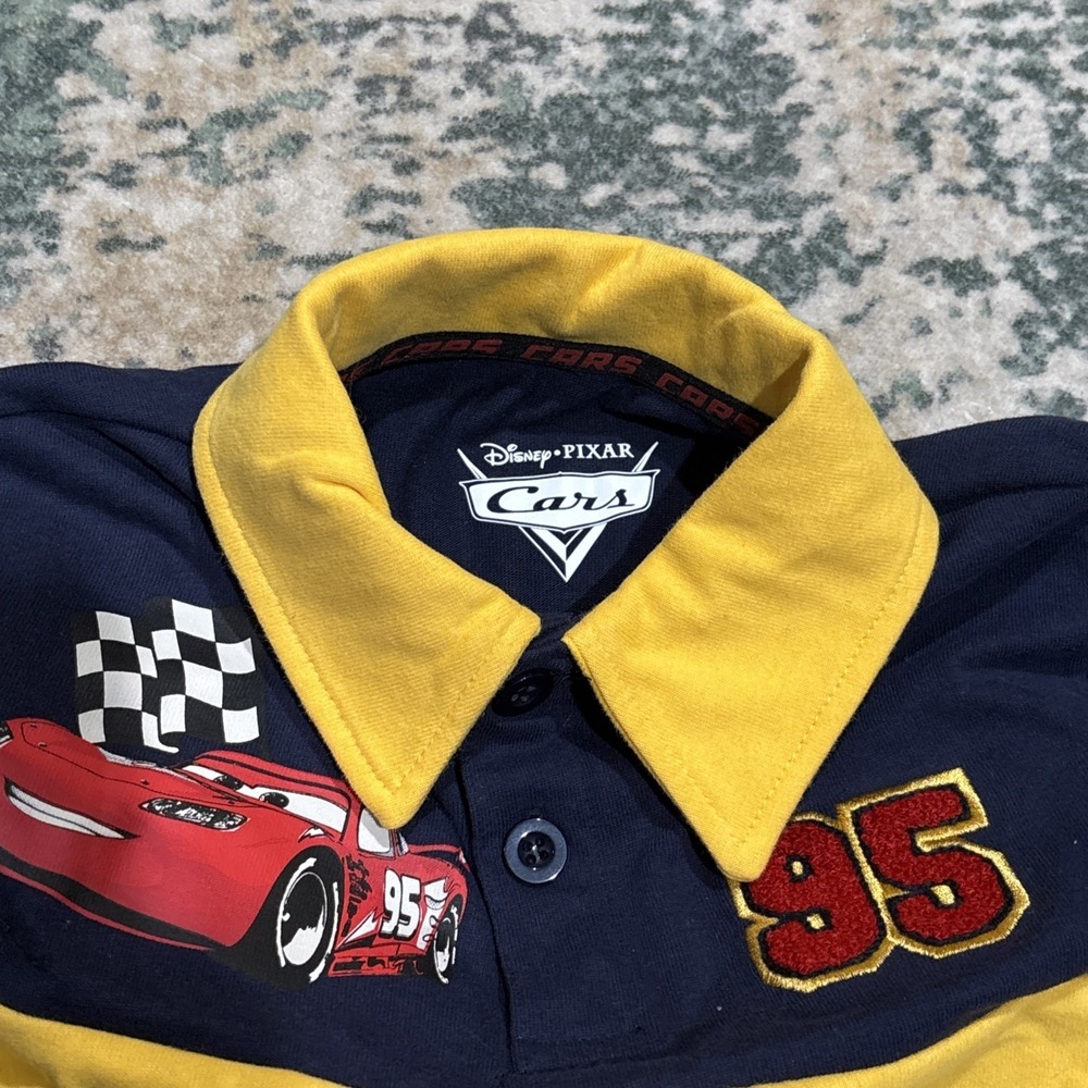 licensed Disney Pixar's Cars Toddler Boy Long Sleeve Rugby Polo Shirt 3T NEW - Picture 2 of 3